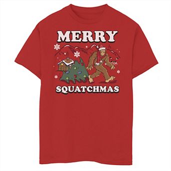 Boys 8-20 Merry Squatchmas Bigfoot Christmas Graphic Tee