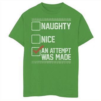Boys 8-20 Naughty Nice Humor Ugly Christmas Graphic Tee