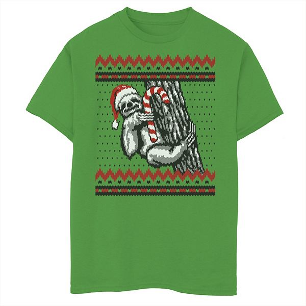 Boys 8-20 Sloth Candy Cane Ugly Christmas Sweater Graphic Tee