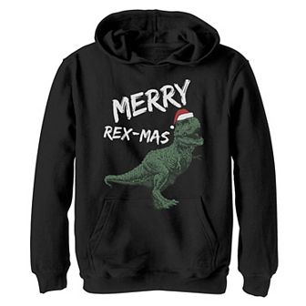 Boys 8-20 Merry Rex-Mas Dinosaur Christmas Graphic Fleece Hoodie