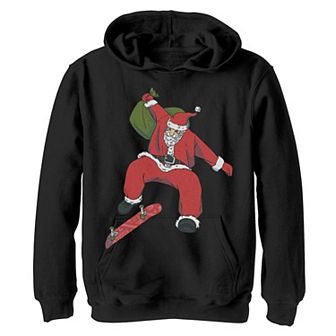 Boys 8-20 Santa Claus Skater Claus Christmas Graphic Fleece Hoodie