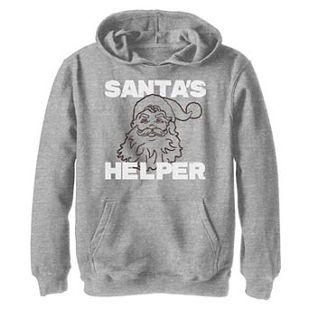 Boys 8-20 Santa's Helper Santa Claus Outline Christmas Graphic Fleece Hoodie