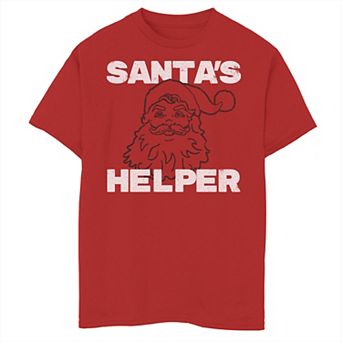 Boys 8-20 Santa's Helper Santa Claus Outline Christmas Graphic Tee