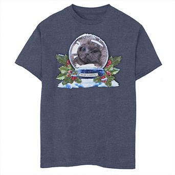 Boys 8-20 Naughty Cat Snowglobe Christmas Graphic Tee