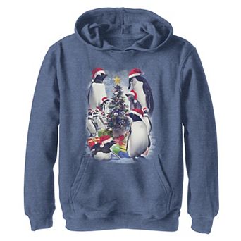 Boys 8-20 Penguins In Santa Hats Christmas Graphic Fleece Hoodie