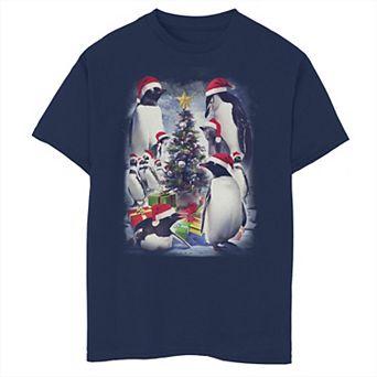 Boys 8-20 Penguins In Santa Hats Christmas Graphic Tee