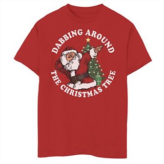 Boys 8-20 Santa Claus Dabbing Around The Christmas Tree Graphic Tee