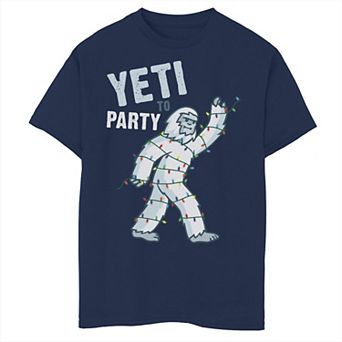 Boys 8-20 Yeti To Party Christmas Lights Graphic Tee