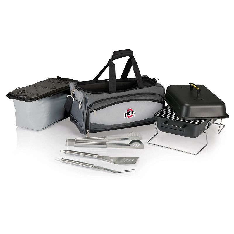 Picnic Time Ohio State Buckeyes Portable Propane Grill & Cooler Tote, Black
