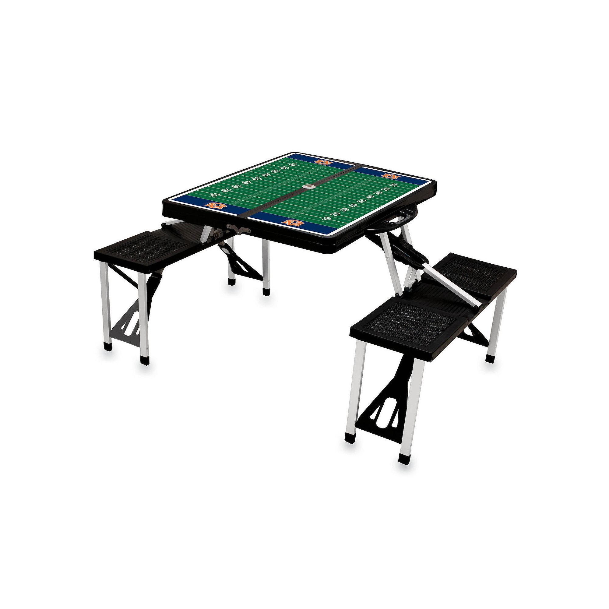 Picnic Time Auburn Tigers Picnic Table Portable Folding Table with Seats, B