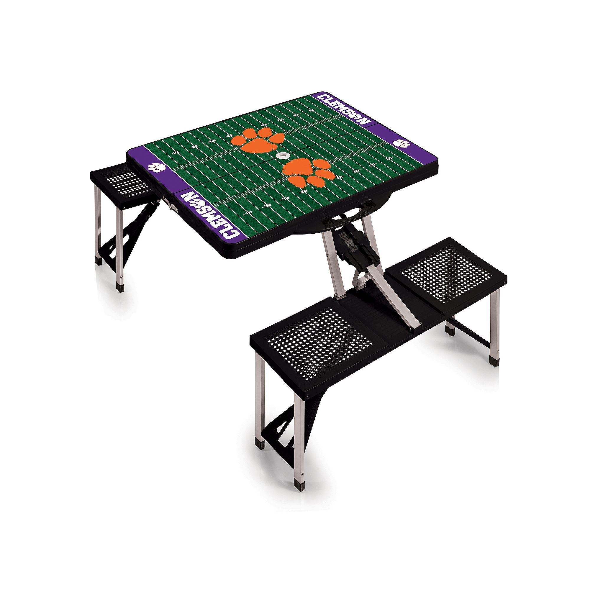 Picnic Time Clemson Tigers Picnic Table Portable Folding Table with Seats, 
