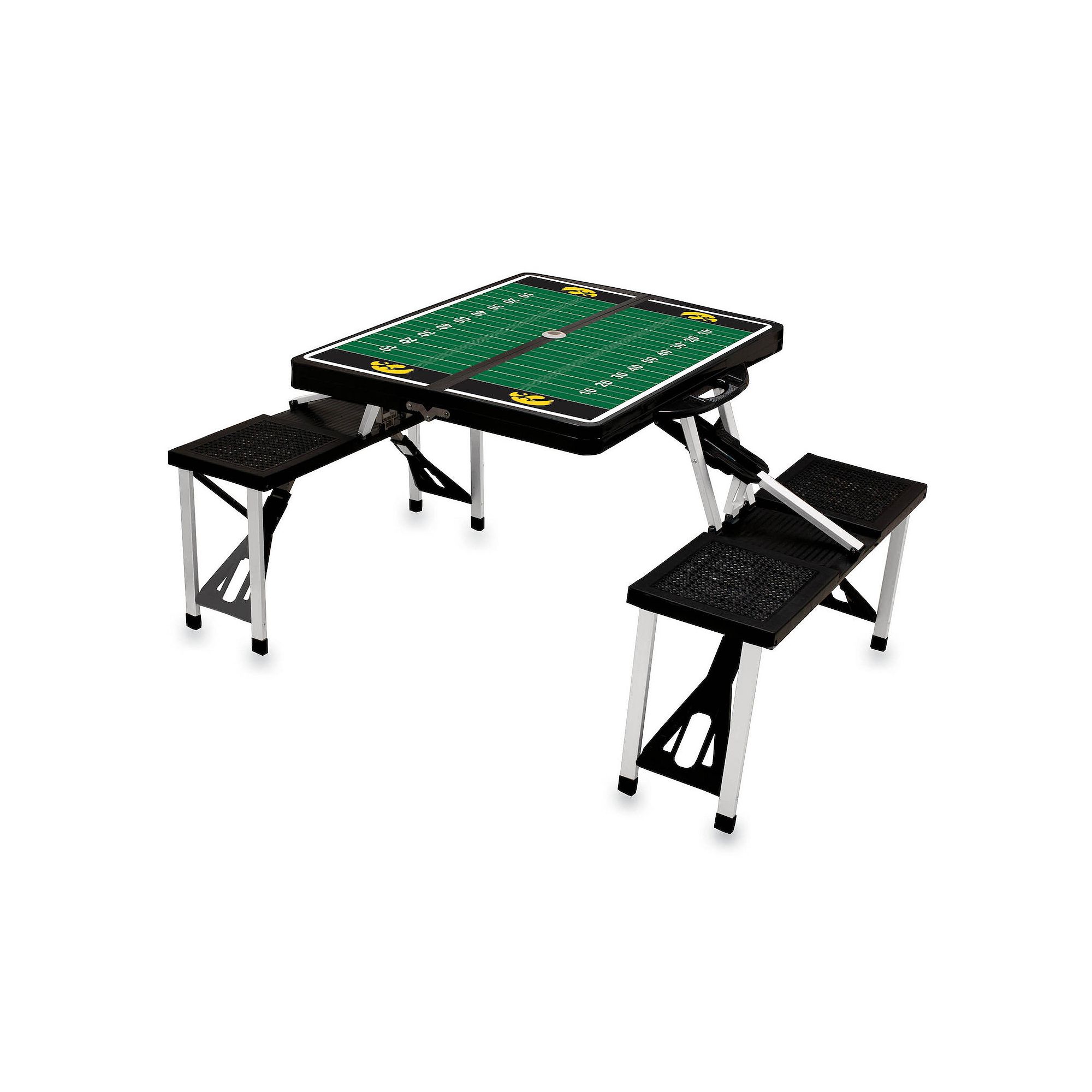 Picnic Time Iowa Hawkeyes Picnic Table Portable Folding Table with Seats, B