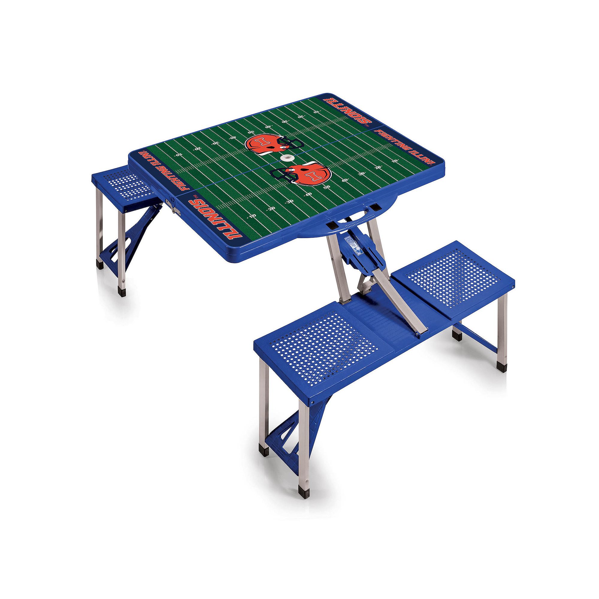 Picnic Time Illinois Fighting Illini Picnic Table Portable Folding Table wi