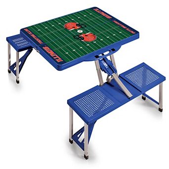 Picnic Time Illinois Fighting Illini Picnic Table Portable Folding Table with Seats