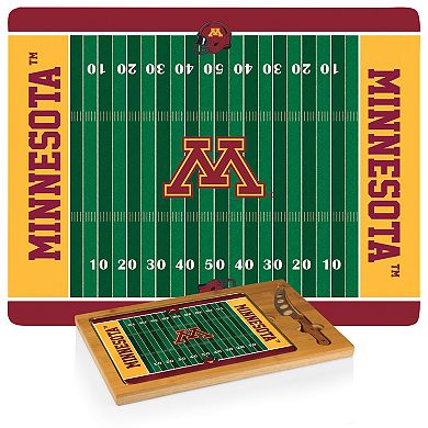 Picnic Time Minnesota Golden Gophers Icon Glass Top Cutting Board & Knife Set