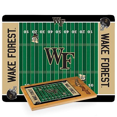 Picnic Time Wake Forest Demon Deacons Icon Glass Top Cutting Board & Knife Set