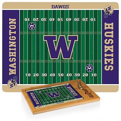 Picnic Time Washington Huskies Icon Glass Top Cutting Board & Knife Set
