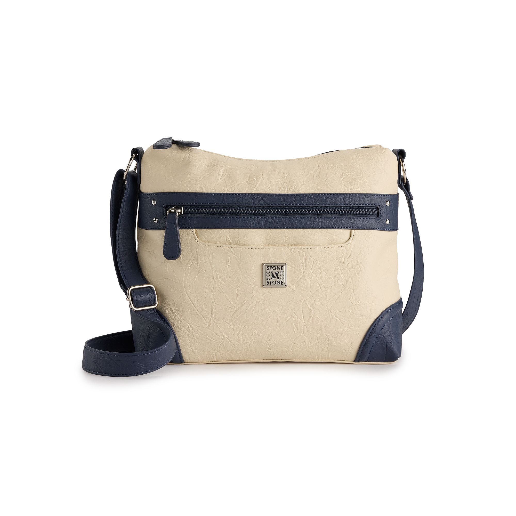 Stone & Co. Nancy Leather Hobo Bag, Ivory Navy