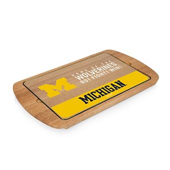 Picnic Time Michigan Wolverines Glass Top Serving Tray