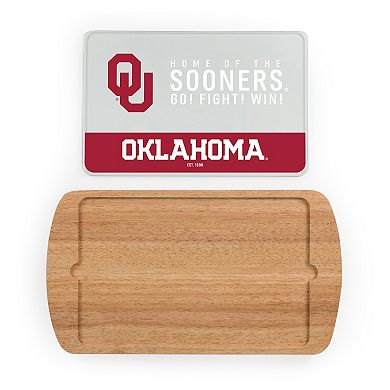 Picnic Time Oklahoma Sooner Glass Top Serving Tray