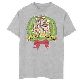 Boys 8-20 Looney Tunes Christmas Happy Holidays Wreath Graphic Tee