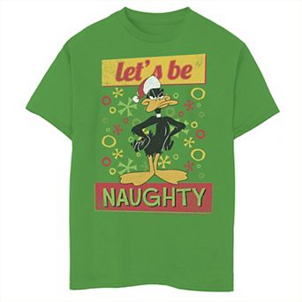 Boys 8-20 Looney Tunes Christmas Daffy Duck Let's Be Naughty Portrait Graphic Tee