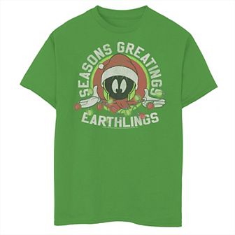 Boys 8-20 Looney Tunes Christmas Marvin Seasons Greetings Earthlings Graphic Tee