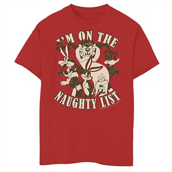 Boys 8-20 Looney Tunes Christmas I'm On The Naughty List Graphic Tee