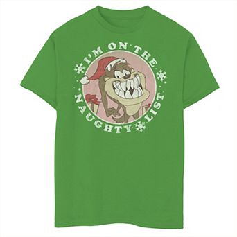 Boys 8-20 Looney Tunes Christmas Taz I'm On The Naughty List Graphic Tee
