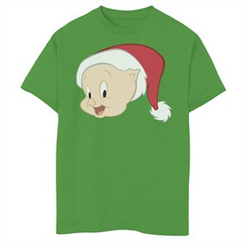 Boys 8-20 Looney Tunes Christmas Porky Pig Santa Big Face Graphic Tee