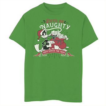 Boys 8-20 Looney Tunes Christmas Daffy Duck Let's Be Naughty Graphic Tee