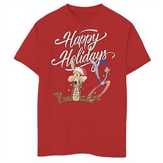 Boys 8-20 Looney Tunes Christmas Group Shot Happy Holidays Graphic Tee