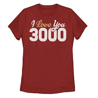 Juniors' Marvel Avengers Endgame Iron Man "I Love You 3000" Quote Bold Tee