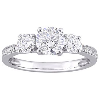 Stella Grace 10k White Gold 1 1/4 Carat T.W. Lab-Created Moissanite 3-Stone Engagement Ring