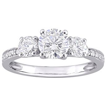 Stella Grace 10k White Gold 1 1/4 Carat T.W. Lab-Created Moissanite 3-Stone Engagement Ring