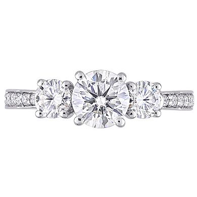 Stella Grace 10k White Gold 1 1/4 Carat T.W. Lab-Created Moissanite 3-Stone Engagement Ring