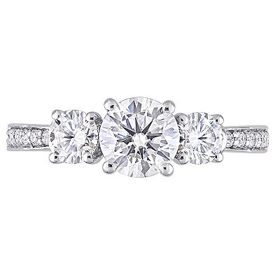 Stella Grace 10k White Gold 1 1/4 Carat T.W. Lab-Created Moissanite 3-Stone Engagement Ring