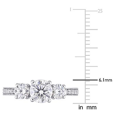 Stella Grace 10k White Gold 1 1/4 Carat T.W. Lab-Created Moissanite 3-Stone Engagement Ring