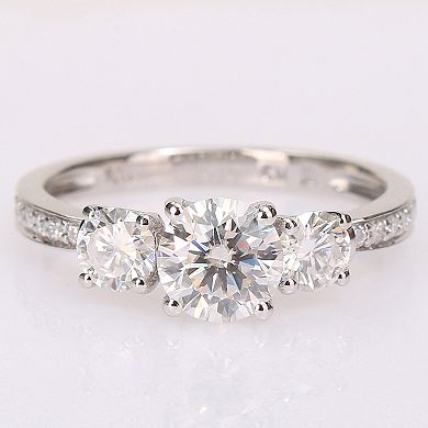 Stella Grace 10k White Gold 1 1/4 Carat T.W. Lab-Created Moissanite 3-Stone Engagement Ring