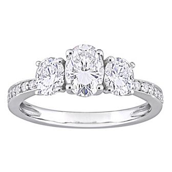 Stella Grace 10k White Gold 1 3/4 Carat T.W. Lab-Created Moissanite Oval 3-Stone Engagement Ring