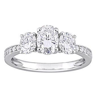 Stella Grace 10k White Gold 1 3/4 Carat T.W. Lab-Created Moissanite Oval 3-Stone Engagement Ring