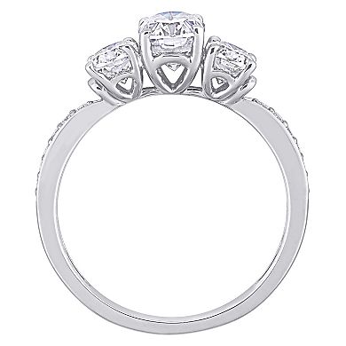 Stella Grace 10k White Gold 1 3/4 Carat T.W. Lab-Created Moissanite Oval 3-Stone Engagement Ring