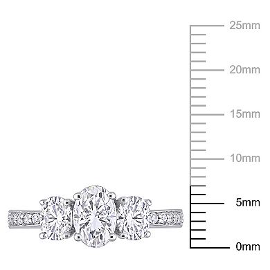 Stella Grace 10k White Gold 1 3/4 Carat T.W. Lab-Created Moissanite Oval 3-Stone Engagement Ring