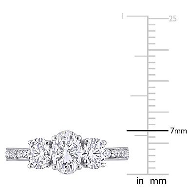 Stella Grace 10k White Gold 1 3/4 Carat T.W. Lab-Created Moissanite Oval 3-Stone Engagement Ring