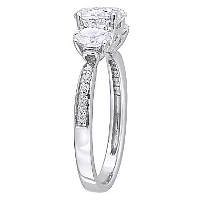 Stella Grace 10k White Gold 1 3/4 Carat T.W. Lab-Created Moissanite Oval 3-Stone Engagement Ring