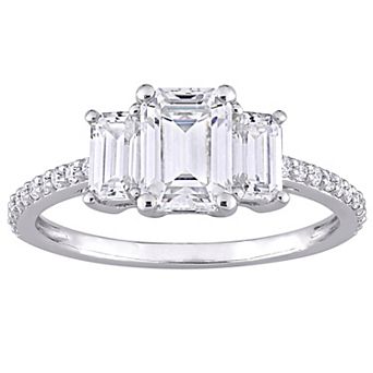 Stella Grace 10k White Gold 1 3/4 Carat T.W. Lab-Created Moissanite 3-Stone Engagement Ring