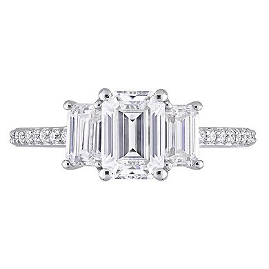 Stella Grace 10k White Gold 1 3/4 Carat T.W. Lab-Created Moissanite 3-Stone Engagement Ring