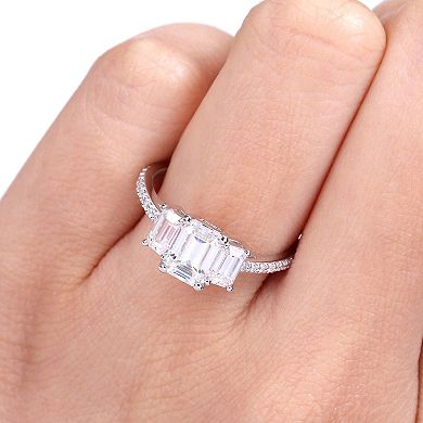 Stella Grace 10k White Gold 1 3/4 Carat T.W. Lab-Created Moissanite 3-Stone Engagement Ring