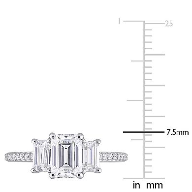 Stella Grace 10k White Gold 1 3/4 Carat T.W. Lab-Created Moissanite 3-Stone Engagement Ring