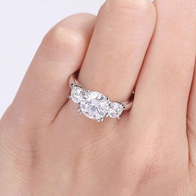 Stella Grace 10k White Gold 2 3/4 Carat T.W. Lab-Created Moissanite 3-Stone Engagement Ring